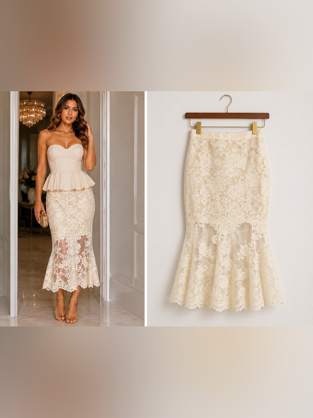 V. Chapman Vinetta Transparent Yellow Lace Mermaid Skirt NWT Size 0